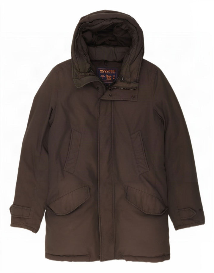 Woolrich Mens Hooded Padded Coat UK 36 Small Grey Cotton
