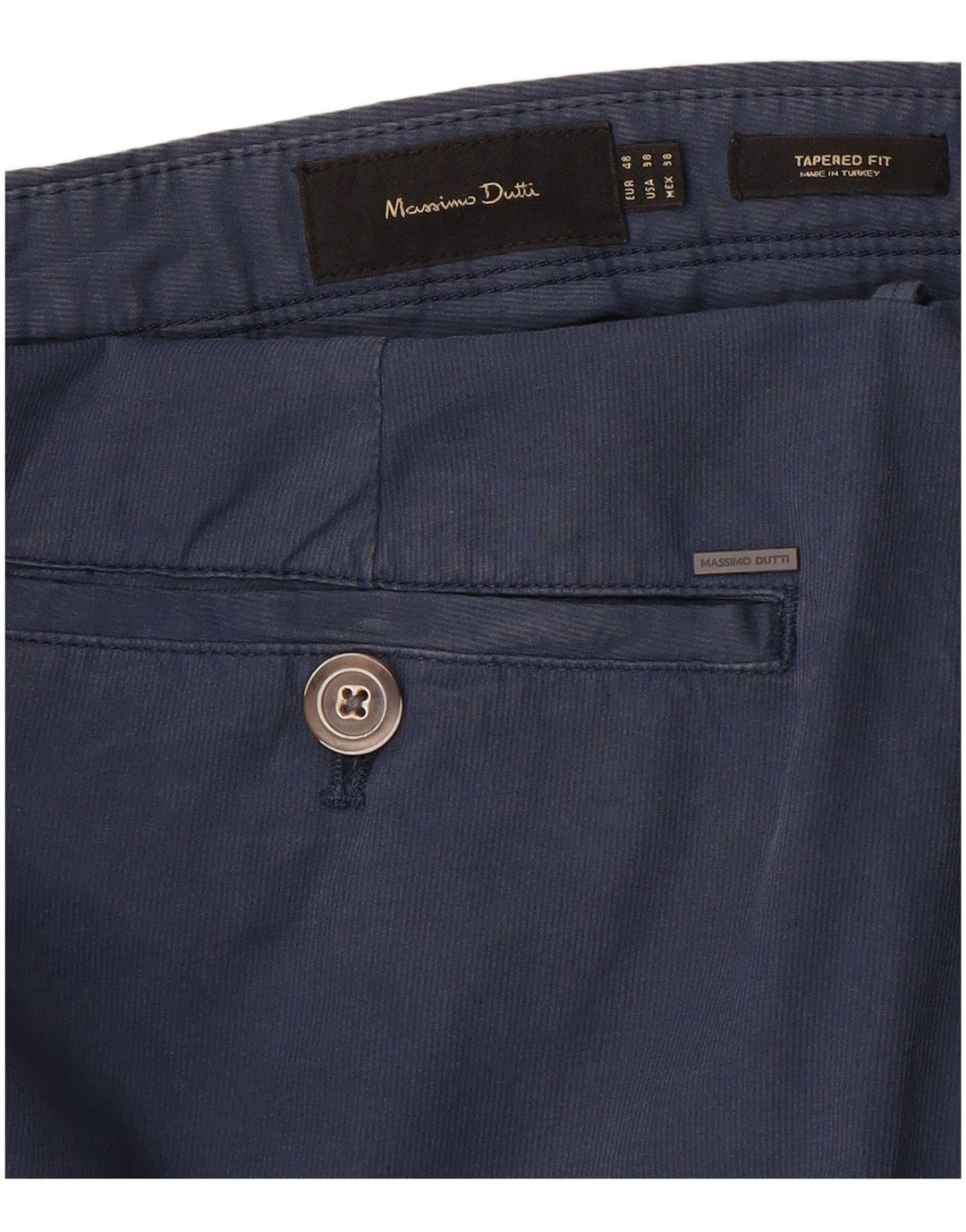 MASSIMO DUTTI Mens Tapered Chino Trousers EU 48 XL W38 L30 Navy Blue