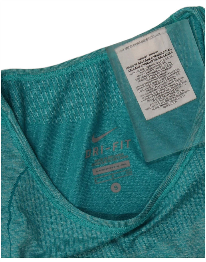 Nike Womens Dri Fit Top Long Sleeve UK 10 Small Green Flecked Polyester