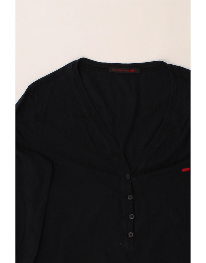 LEVI'S Womens Top Long Sleeve UK 16 Large Black Vintage Levi's and Second-Hand Levi's from Messina Hembry 