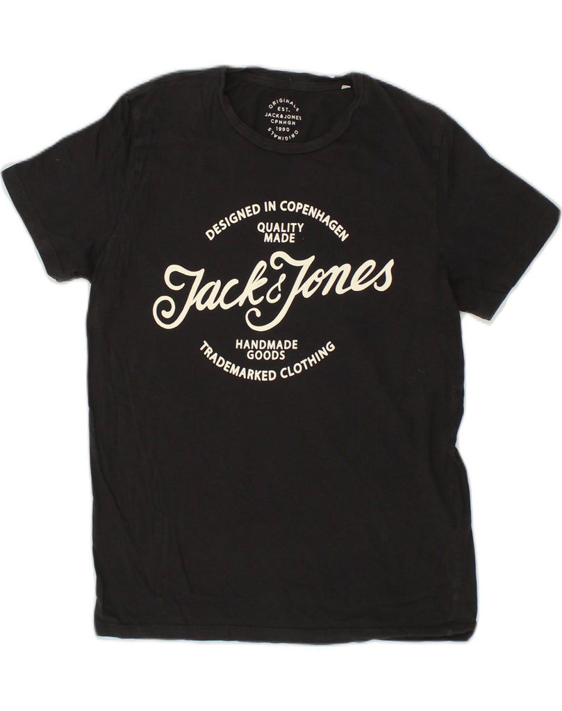 JACK & JONES Mens Graphic T-Shirt Top Medium Black Cotton | Vintage Jack & Jones | Thrift | Second-Hand Jack & Jones | Used Clothing | Messina Hembry 