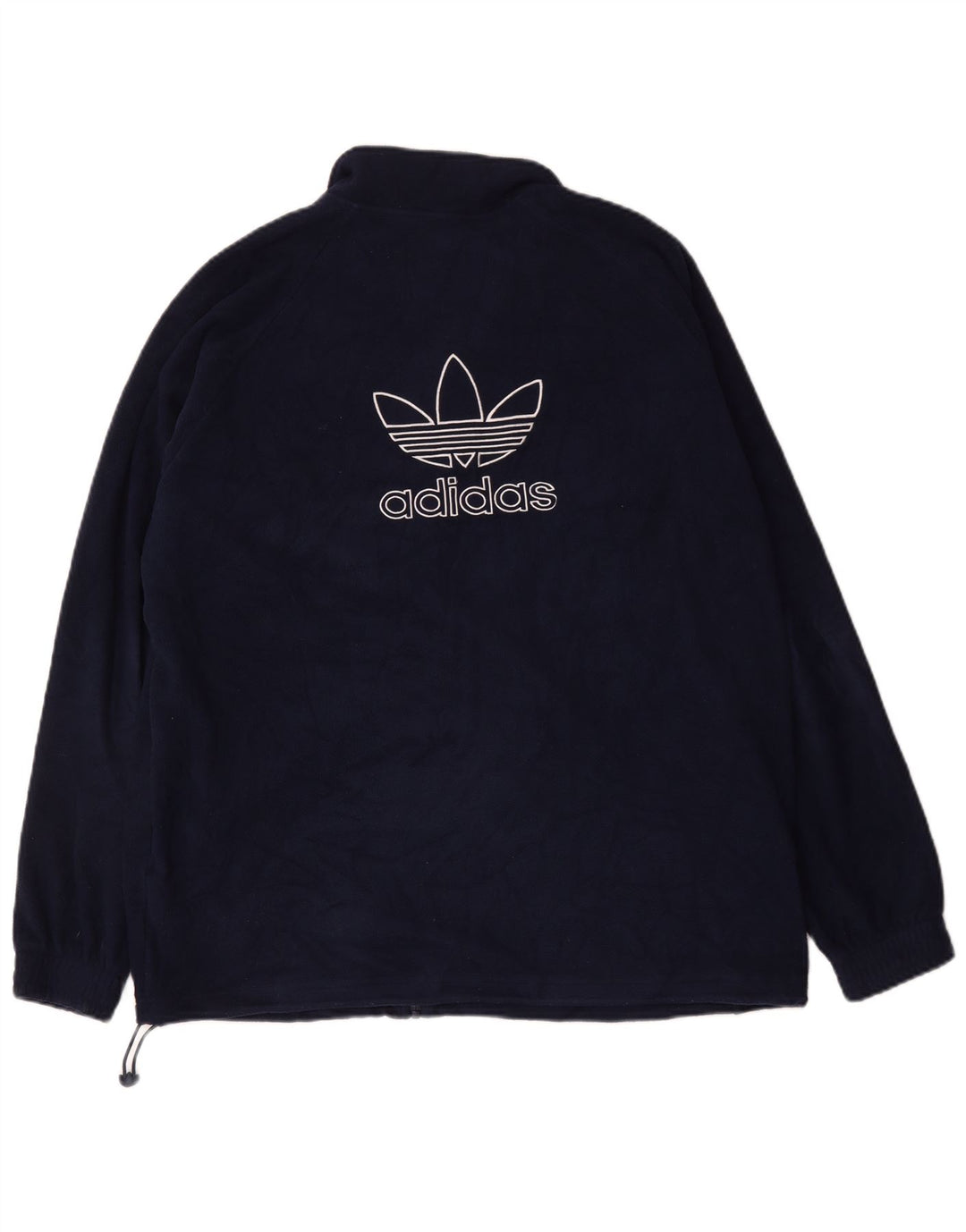 ADIDAS Mens Graphic Fleece Jacket UK 42 XL Navy Blue Polyester