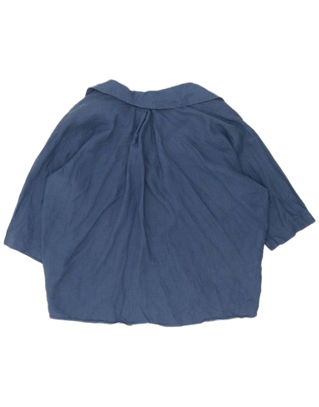 Zara Womens Short Sleeve Oversized Shirt Blouse UK 14 Medium Navy Blue