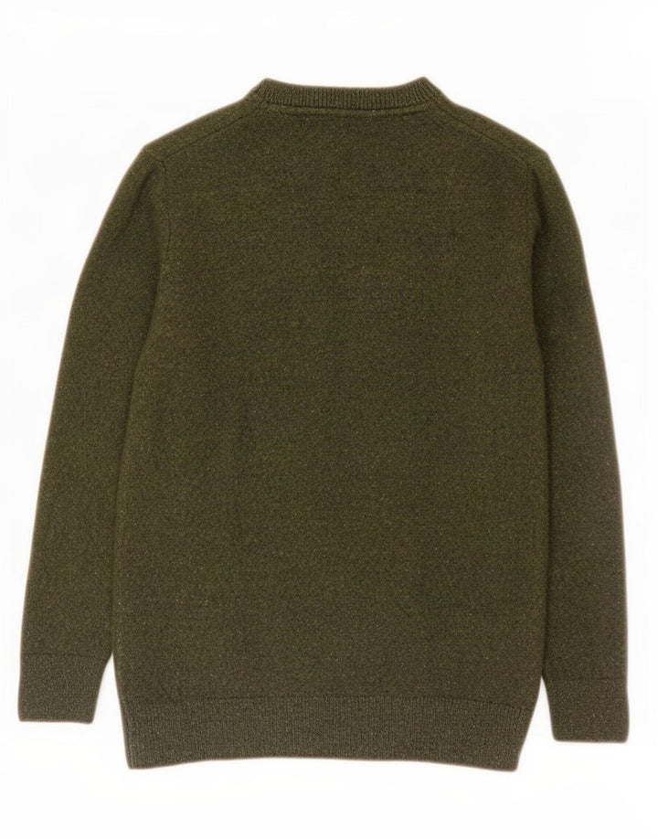 Barbour Mens Crew Neck Jumper Sweater Small Green Flecked Wool