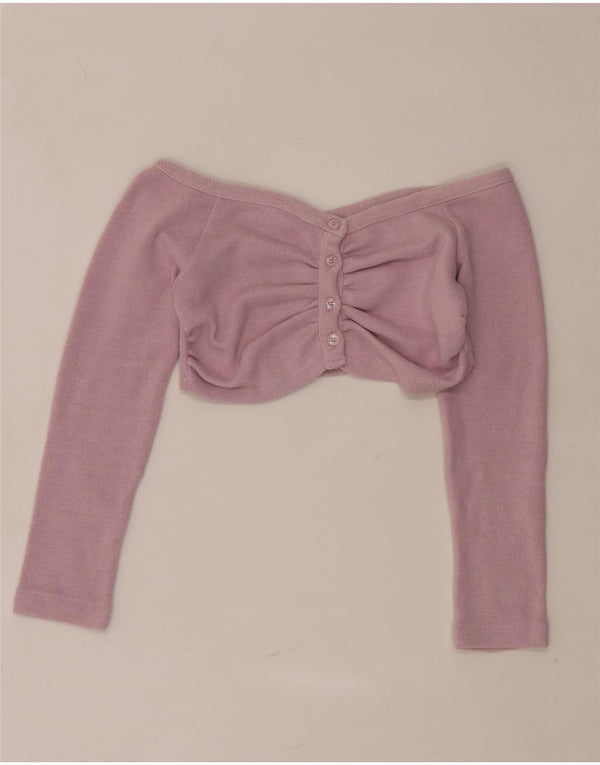 Zara Womens Off Shoulder Crop Top UK 8 Small Pink Polyester