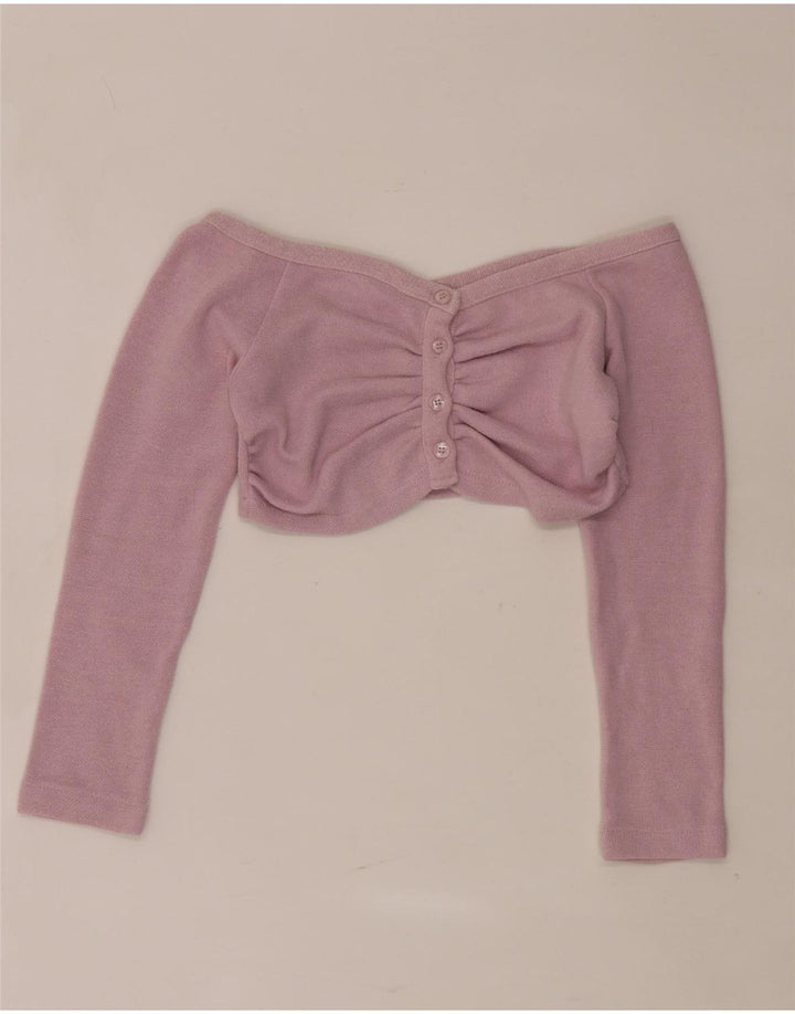 Zara Womens Off Shoulder Crop Top UK 8 Small Pink Polyester