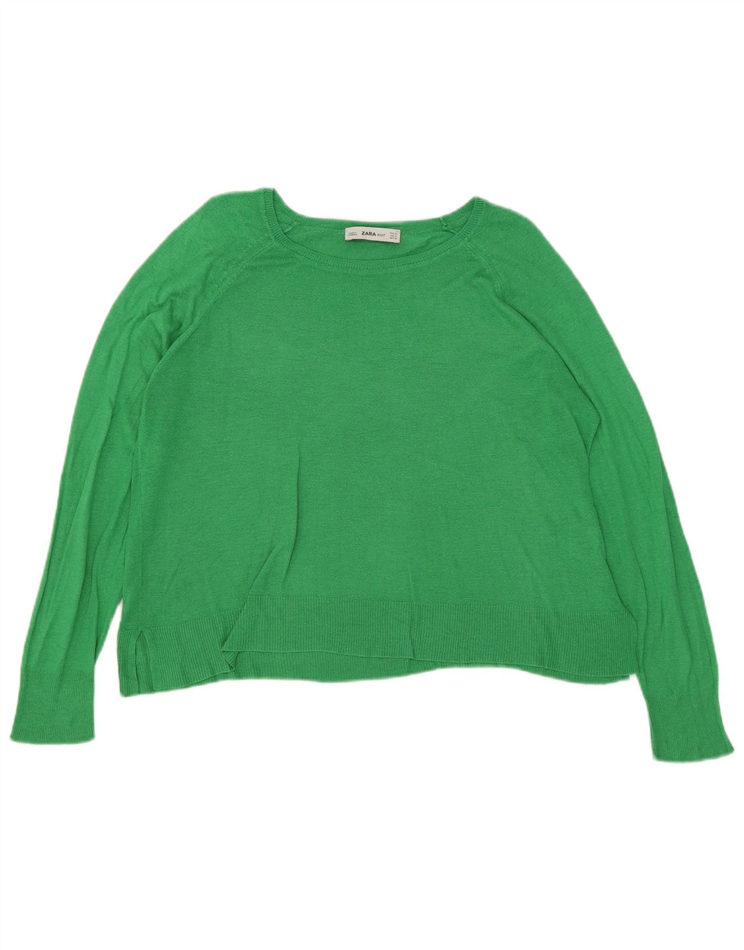 Zara Womens Oversized Boat Neck Jumper Sweater UK 14 Medium Green Viscose