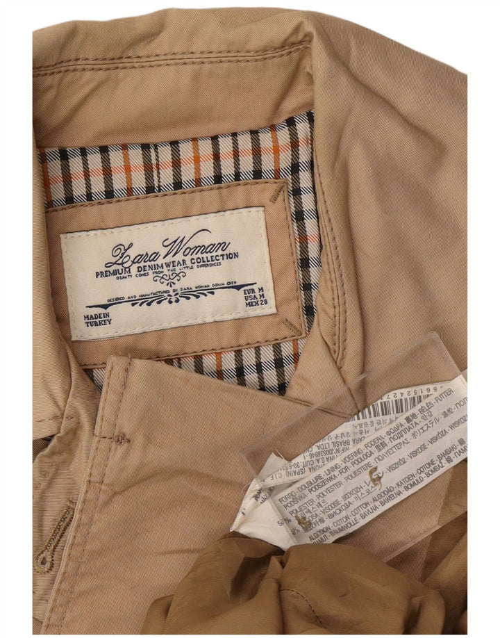 ZARA Womens Double Breasted Trench Coat UK 14 Medium Beige Colourblock