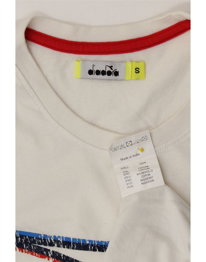 Diadora Mens Graphic T-Shirt Top Small White Cotton