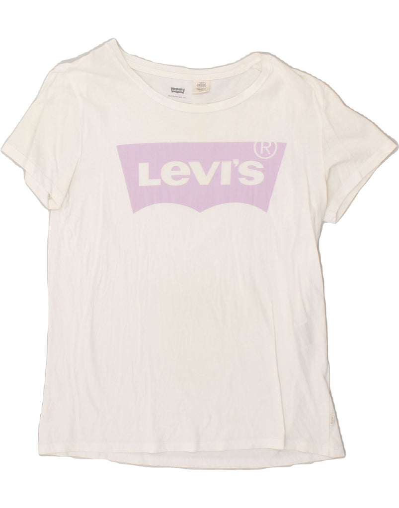 LEVI'S Womens Graphic T-Shirt Top UK 8 Small White | Vintage Levi's | Thrift | Second-Hand Levi's | Used Clothing | Messina Hembry 