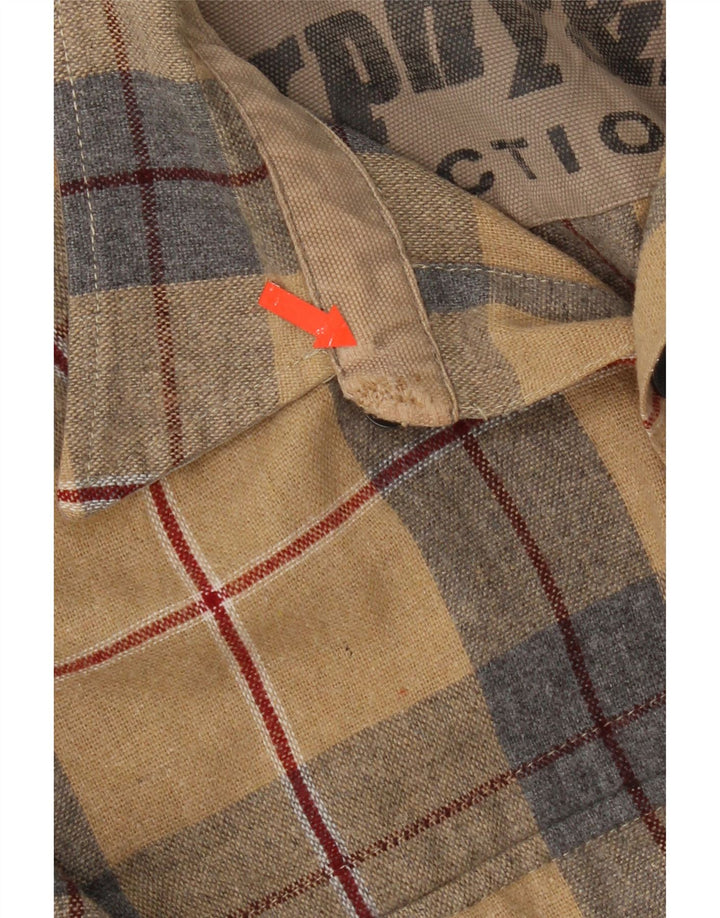Murphy & Nye Mens Flannel Shirt Small Beige Plaid Acrylic