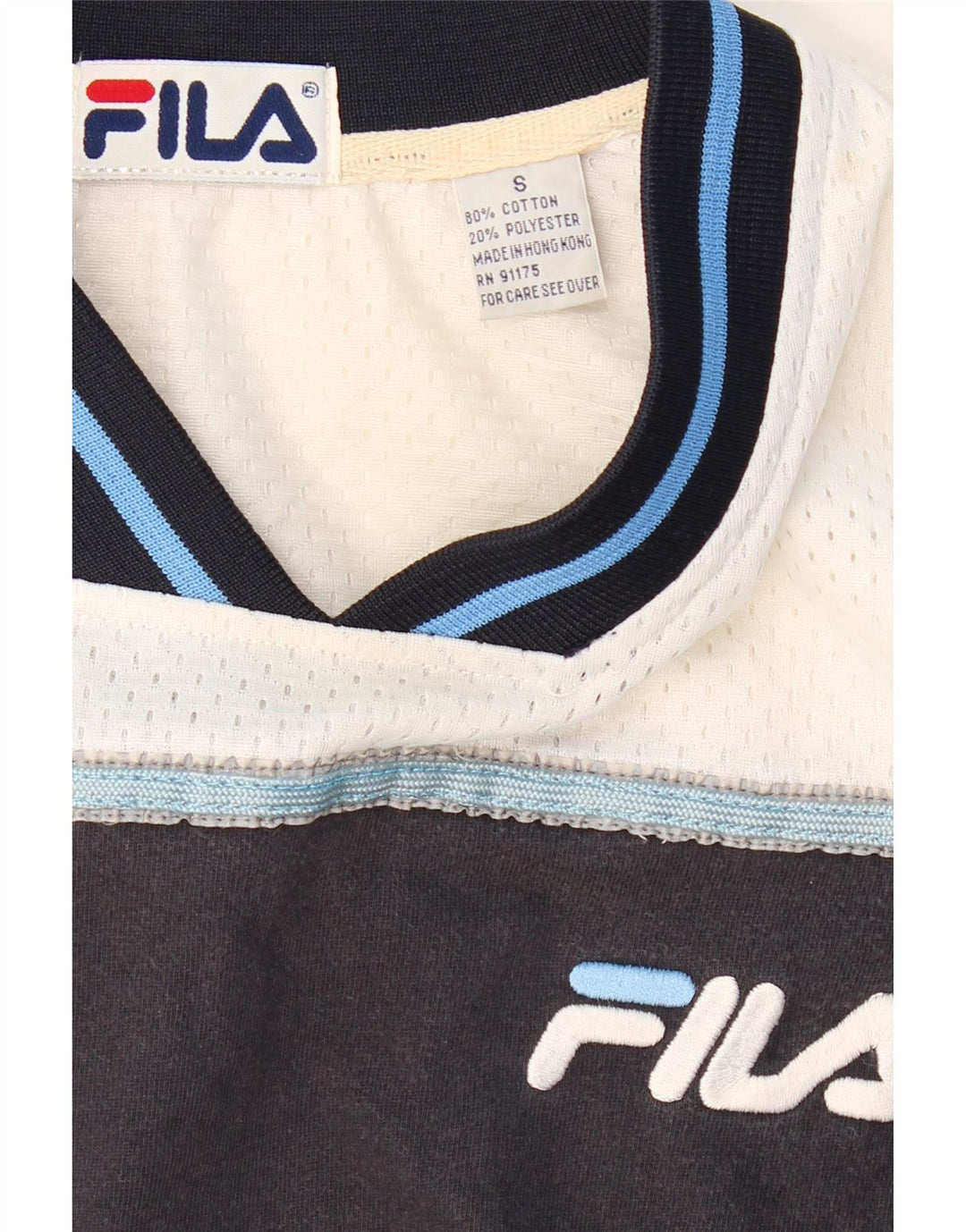 FILA Mens T-Shirt Top Small Navy Blue Colourblock Cotton