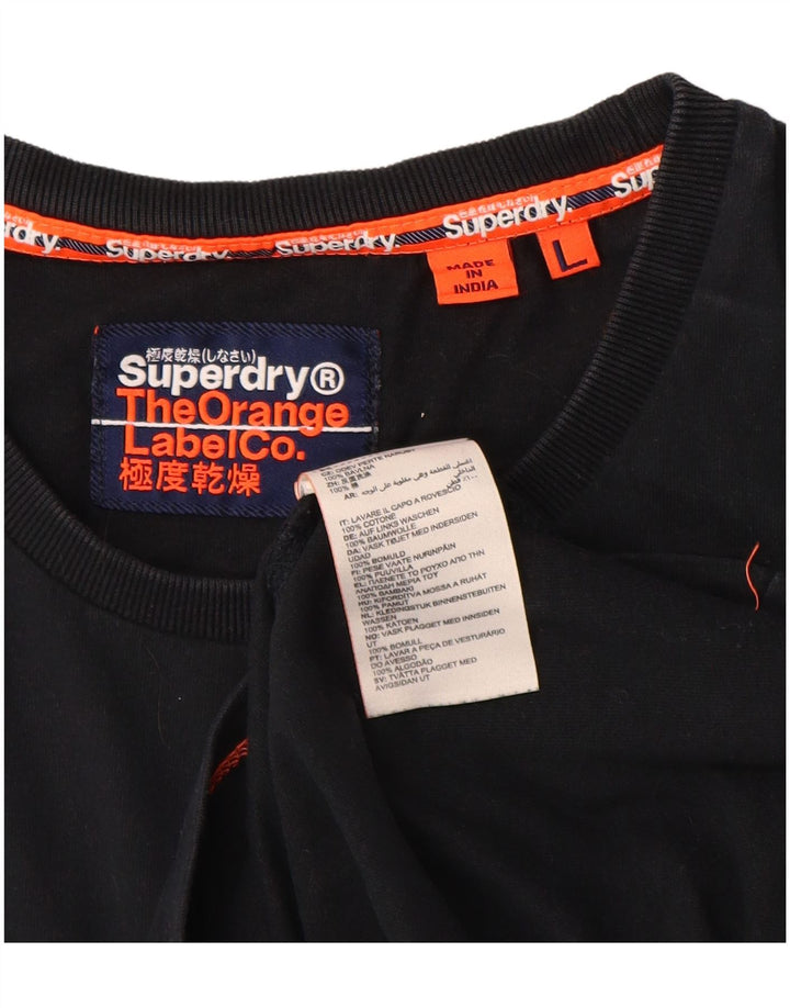 Superdry Mens T-Shirt Top Large Black Cotton