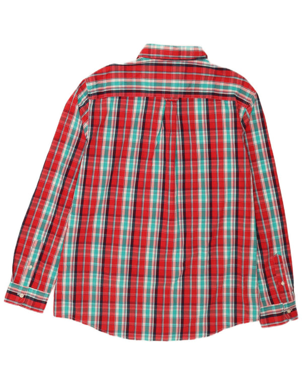 Chaps Mens Stretch Regular Fit Shirt XL Red Plaid Cotton