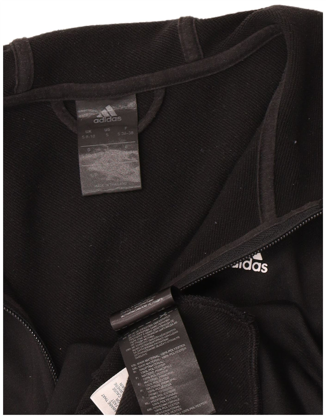Adidas Womens Zip Hoodie Sweater UK 8/10 Small Black Polyester
