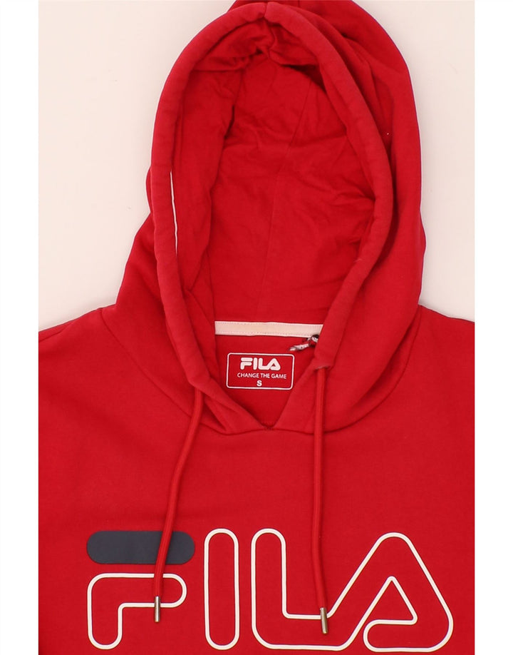 FILA Mens Graphic Hoodie Jumper Small Red Cotton Vintage Fila and Second-Hand Fila from Messina Hembry 