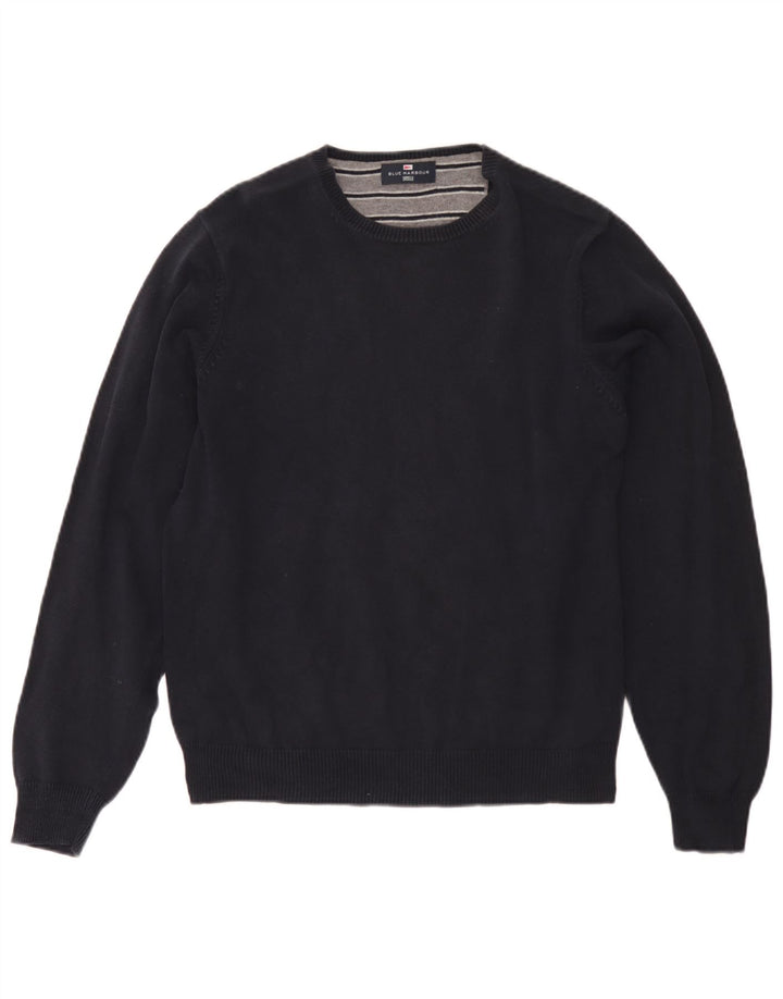 Marks & Spencer Mens Blue Harbour Crew Neck Jumper Sweater Medium Navy Blue