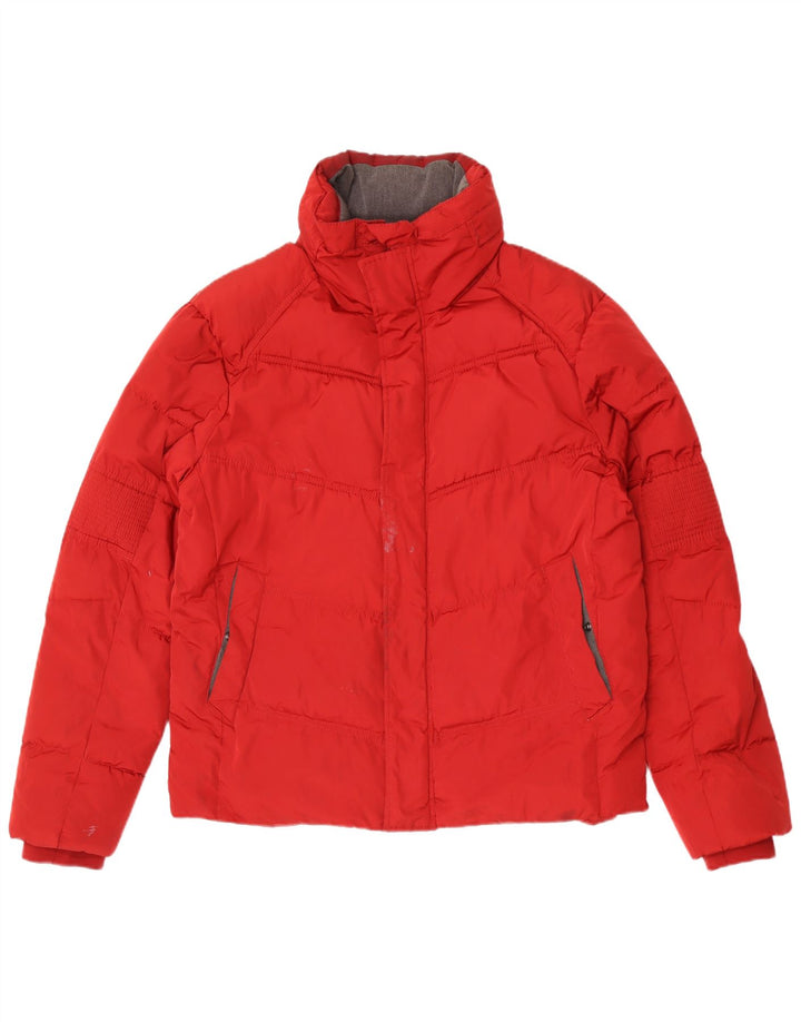 Zara Mens Hooded Padded Jacket UK 44 2XL Red Polyester