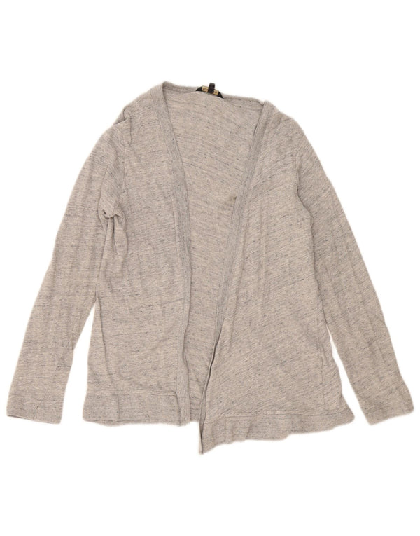 Massimo Dutti Womens Open Cardigan Sweater UK 10 Small Grey Flecked Cotton