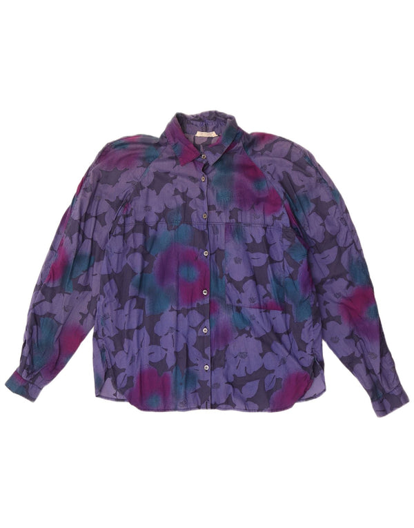 Vintage Womens Shirt UK 16 Large Purple Floral