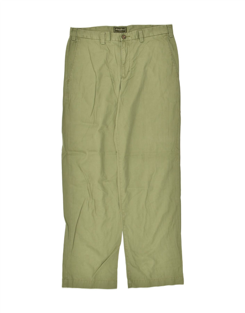 EDDIE BAUER Mens Straight Chino Trousers W36 L34 Green Cotton | Vintage Eddie Bauer | Thrift | Second-Hand Eddie Bauer | Used Clothing | Messina Hembry 