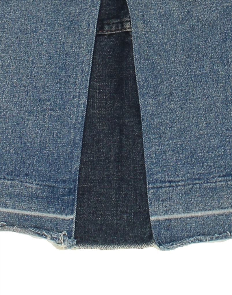 VINTAGE Womens Graphic Denim Skirt W26 Small Blue Colourblock Cotton | Vintage Vintage | Thrift | Second-Hand Vintage | Used Clothing | Messina Hembry 