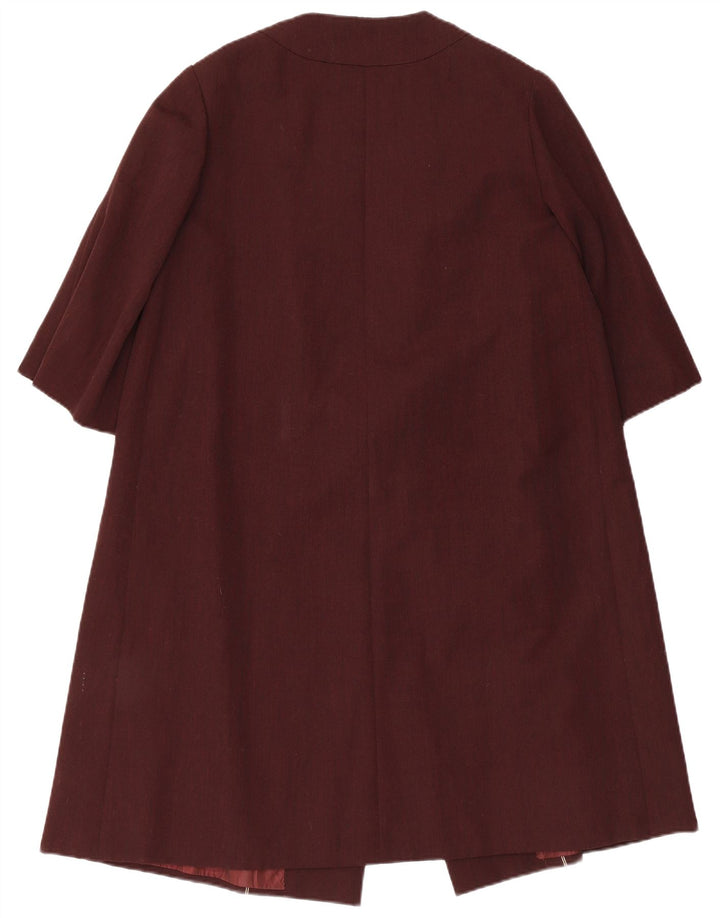 VINTAGE Womens Overcoat UK 14 Medium Maroon