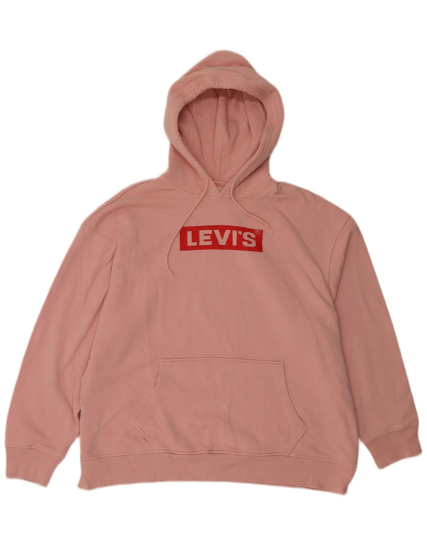 Levi's Womens Graphic Relaxed Fit Hoodie Jumper UK 18 XL Pink Cotton