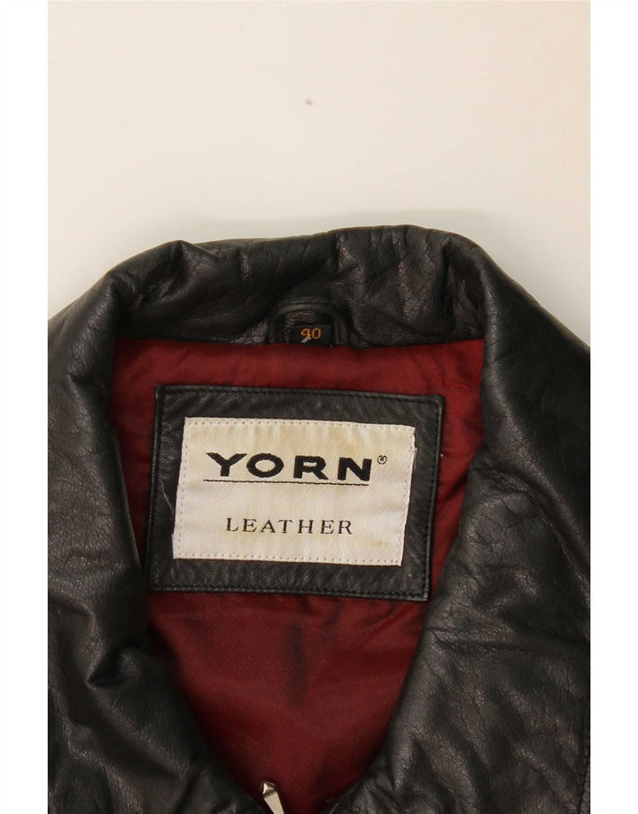 Yorn Womens Oversized Leather Jacket EU 40 Medium Black Leather