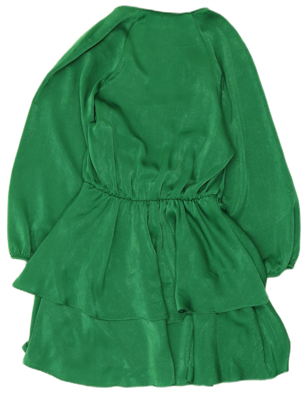 Zara Womens 3/4 Sleeve Tiered Dress UK 10 Small Green Polyester