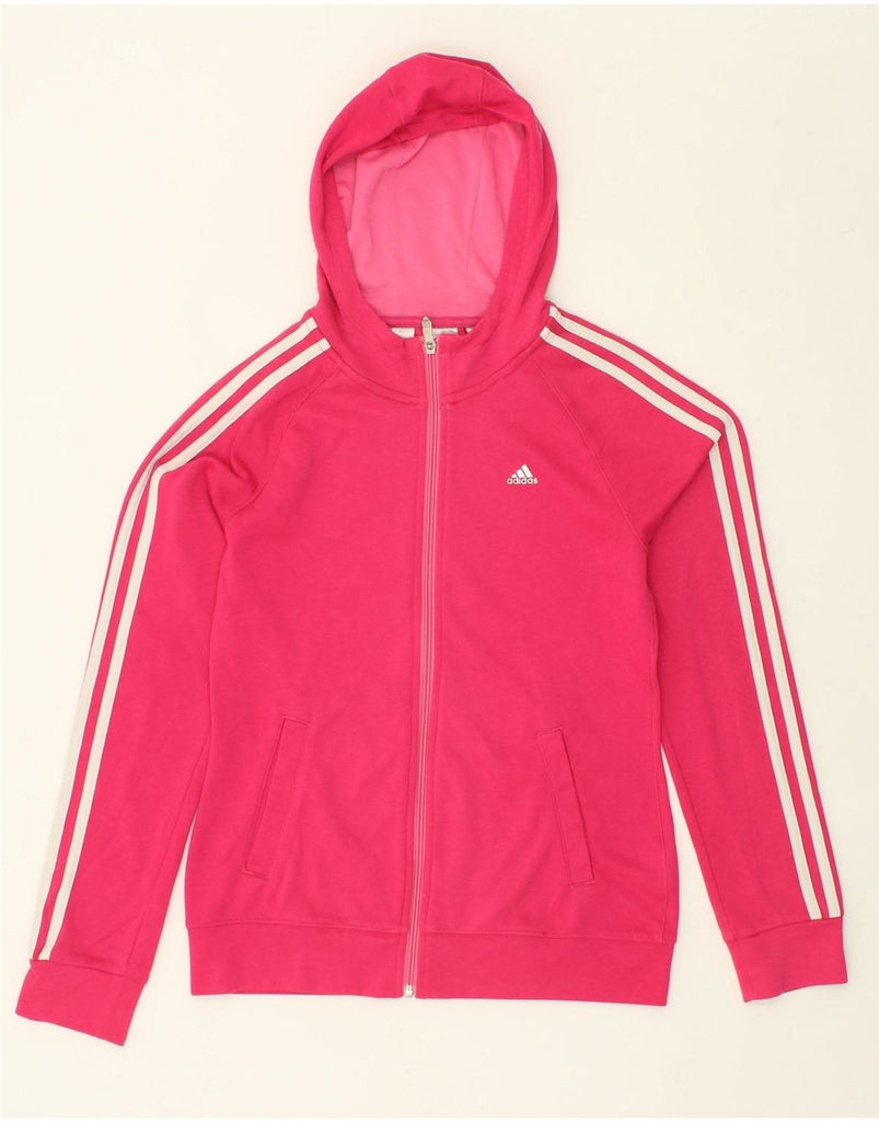 ADIDAS Girls Climalite Zip Hoodie Sweater 13-14 Years Pink Polyester Vintage Adidas and Second-Hand Adidas from Messina Hembry 