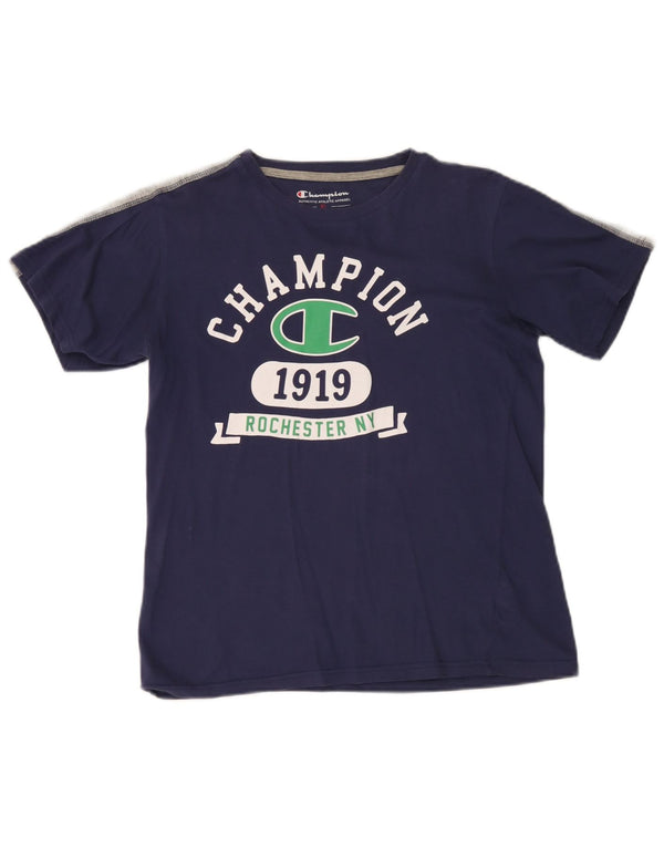 Champion Boys Graphic T-Shirt Top 13-14 Years XL Navy Blue Colourblock