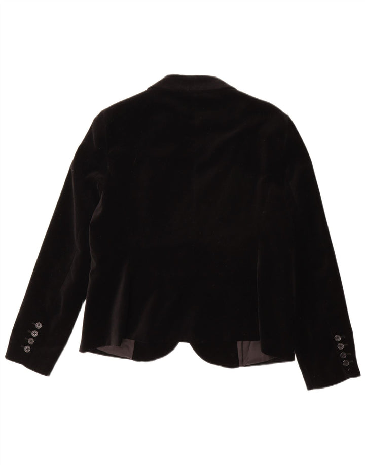 1.2.3 PARIS Womens Velvet 2 Button Blazer Jacket EU 44 Medium Black Cotton