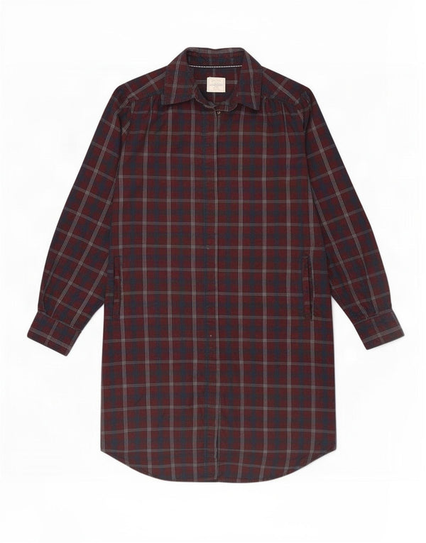 Fat Face Womens Shirt Dress UK 12 Medium Burgundy Check Cotton