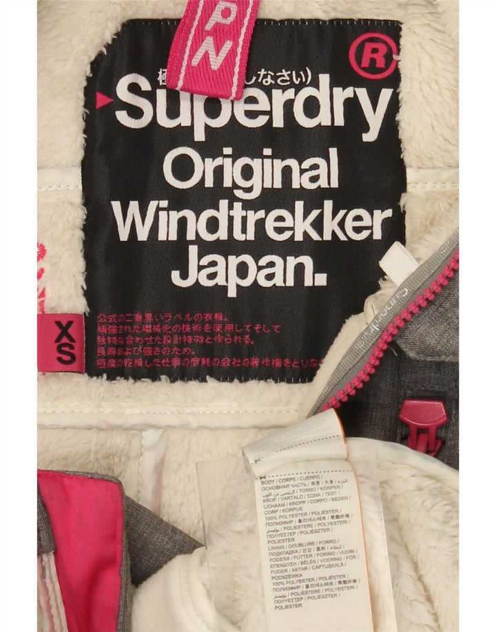 SUPERDRY Womens The Windtrekker Graphic Windbreaker Jacket UK 6 XS Grey