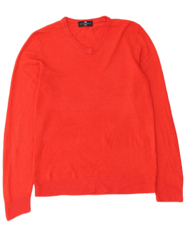 Marks & Spencer Mens Blue Harbour V-Neck Jumper Sweater Small Red Acrylic