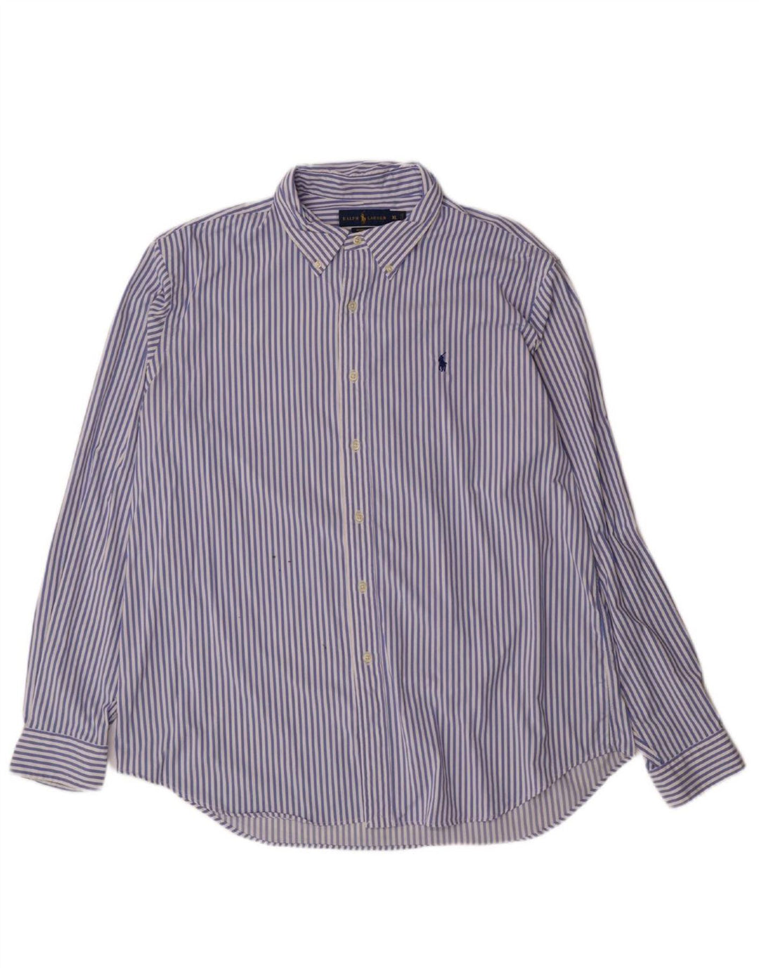 RALPH LAUREN Mens Performance Shirt XL Blue Striped Nylon