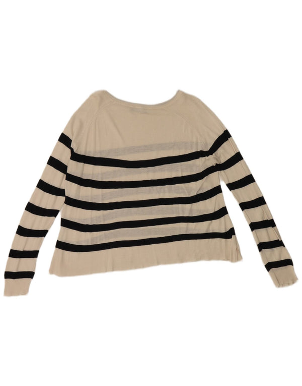 Zara Womens Boat Neck Jumper Sweater UK 14 Medium White Striped
