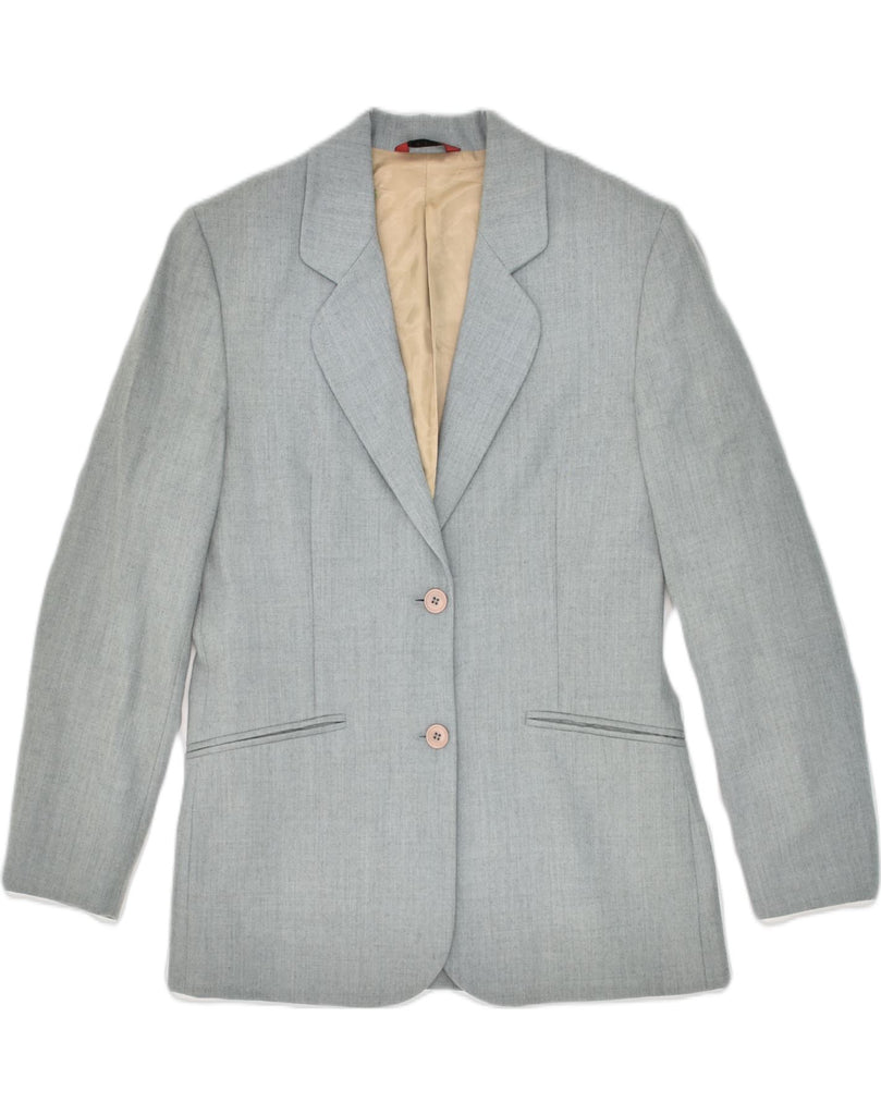 SISLEY Womens 2 Button Blazer Jacket UK 10 Small Grey Virgin Wool | Vintage Sisley | Thrift | Second-Hand Sisley | Used Clothing | Messina Hembry 