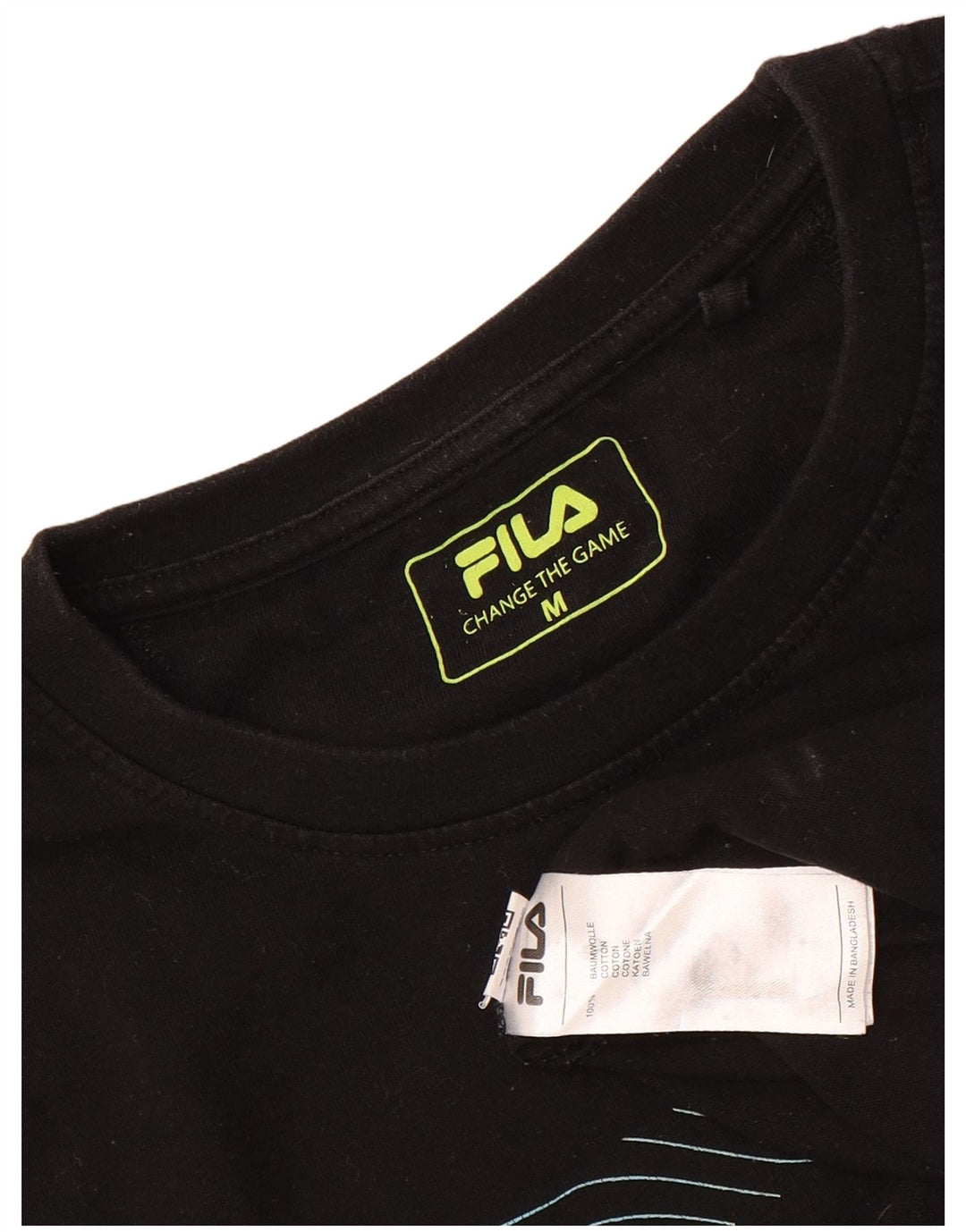 Fila Mens Graphic T-Shirt Top Medium Black Cotton