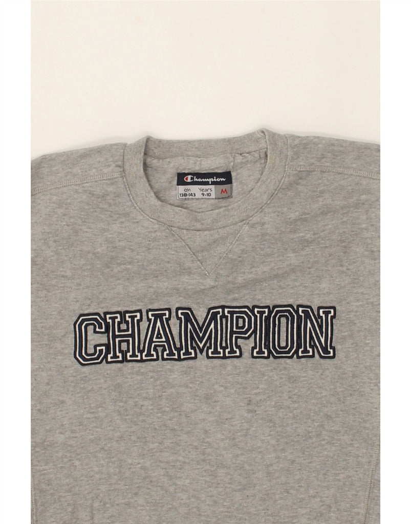 CHAMPION Boys Graphic Sweatshirt Jumper 9-10 Years Medium  Grey Cotton | Vintage Champion | Thrift | Second-Hand Champion | Used Clothing | Messina Hembry 