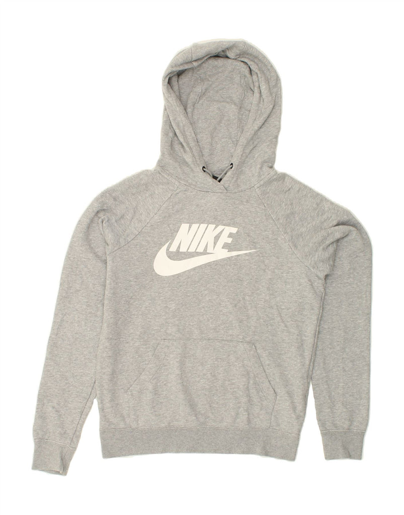 NIKE Womens Oversized Graphic Hoodie Jumper UK 6 XS Grey Cotton Vintage Nike and Second-Hand Nike from Messina Hembry 