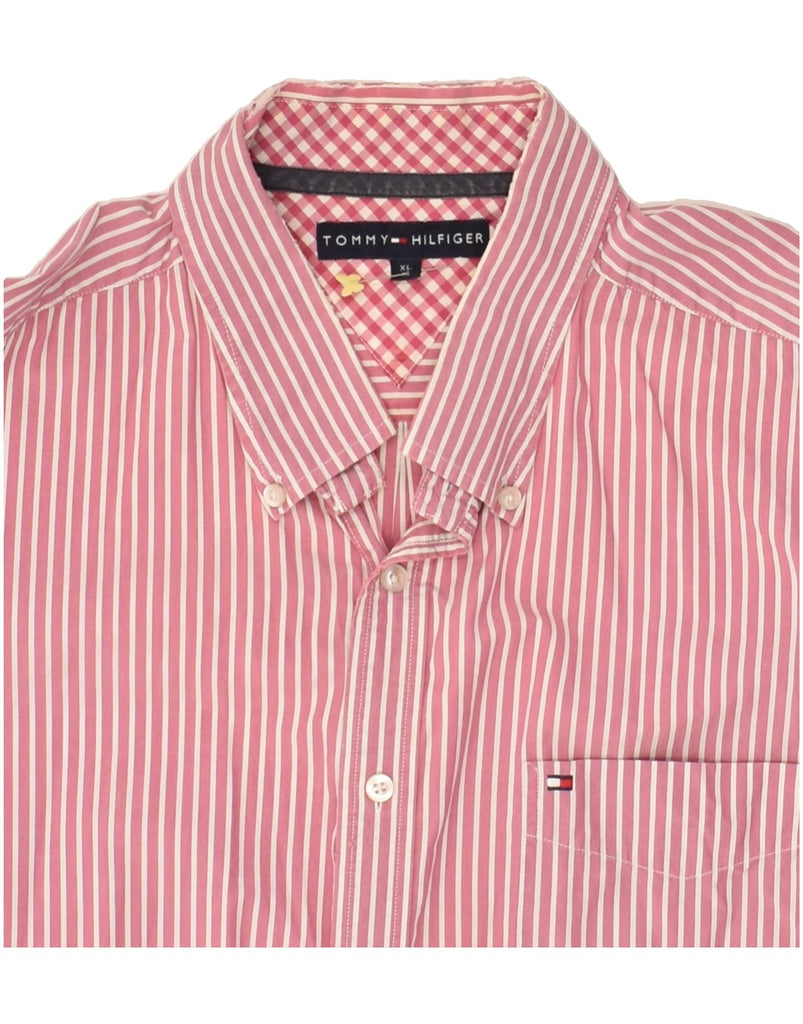 TOMMY HILFIGER Mens Shirt XL Pink Striped Cotton | Vintage Tommy Hilfiger | Thrift | Second-Hand Tommy Hilfiger | Used Clothing | Messina Hembry 