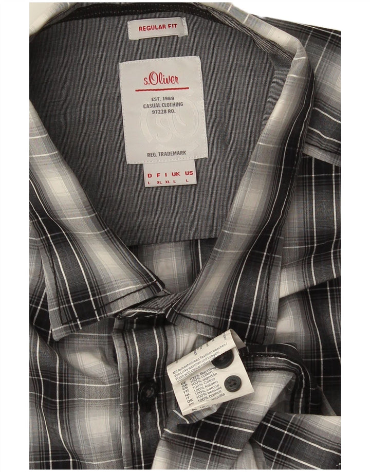S.Oliver Mens Regular Fit Shirt Large Black Check Cotton