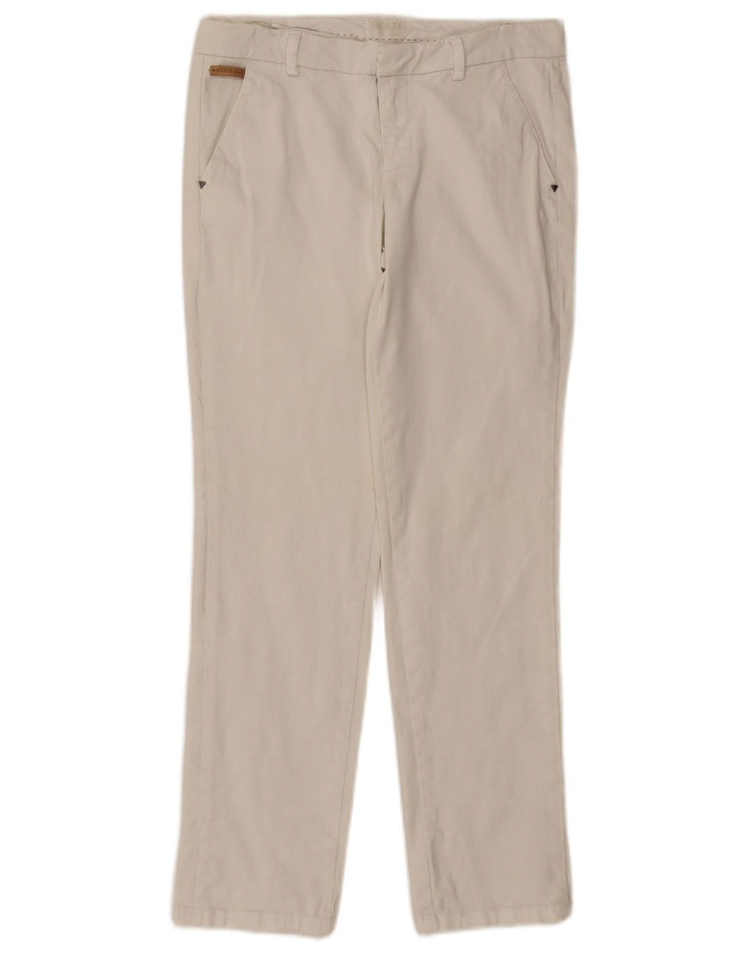 GUESS Womens Straight Chino Trousers W30 L27 Off White Cotton