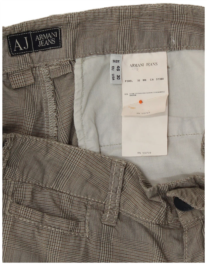 ARMANI Mens Chino Shorts W30 Medium  Grey Houndstooth