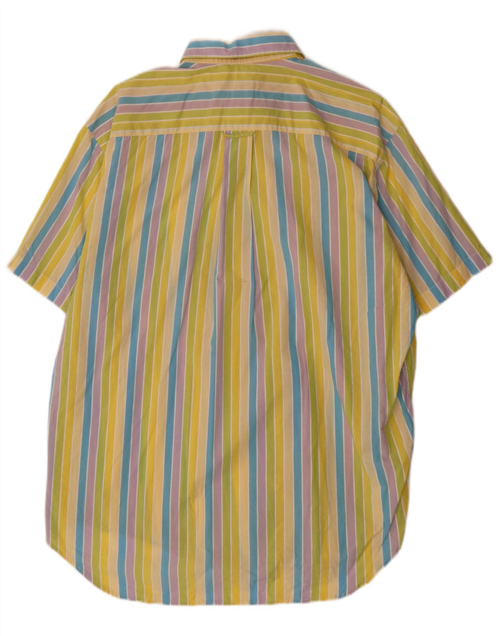LACOSTE Mens Short Sleeve Shirt Size 42 Large Multicoloured Striped Cotton