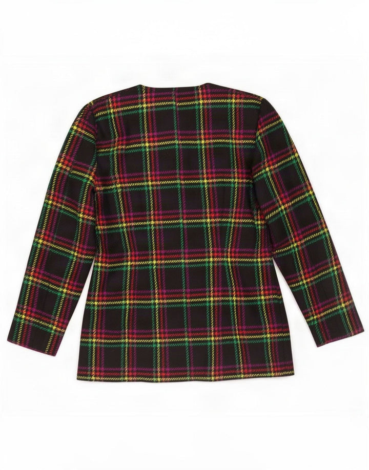 Vintage Womens 5 Button Blazer Jacket UK 14 Medium Black Plaid