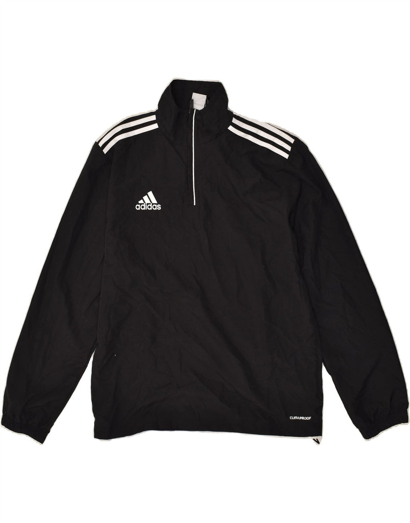 ADIDAS Mens Zip Neck Pullover Tracksuit Top UK 36/38 Small Black Polyester | Vintage Adidas | Thrift | Second-Hand Adidas | Used Clothing | Messina Hembry 