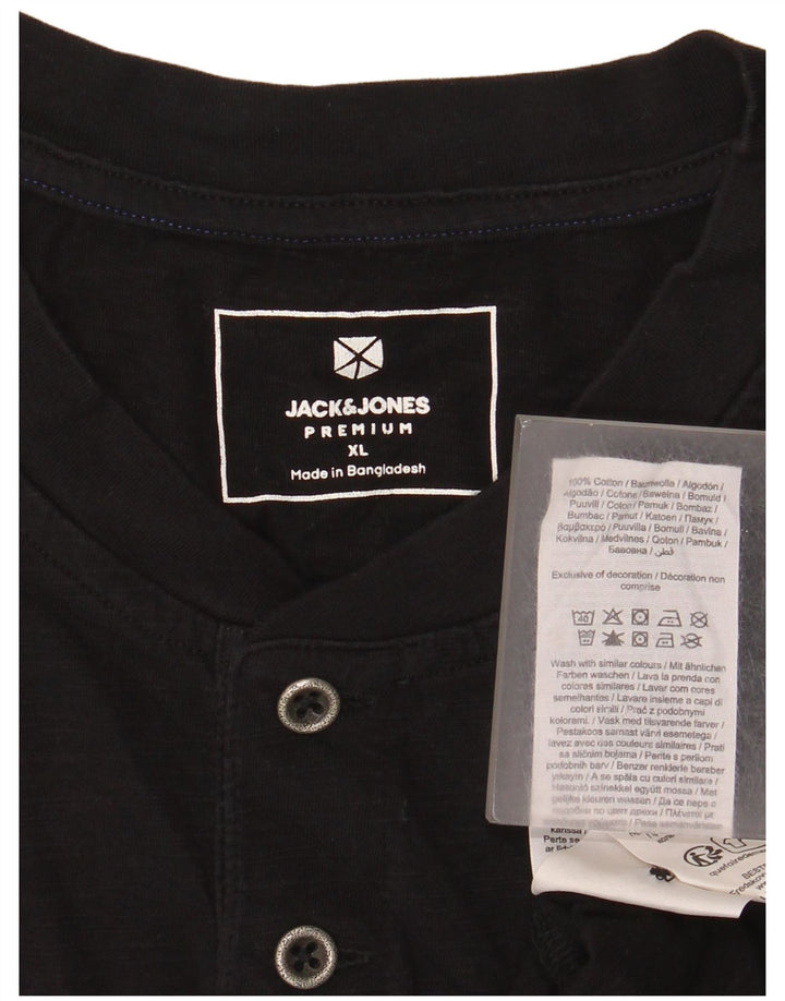 JACK & JONES Mens T-Shirt Top XL Black Cotton